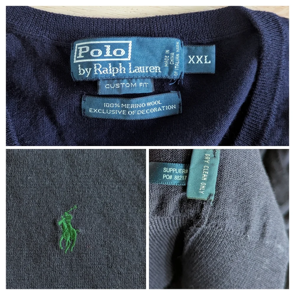 Polo by Ralph Lauren merino wool navy sweater custom fit